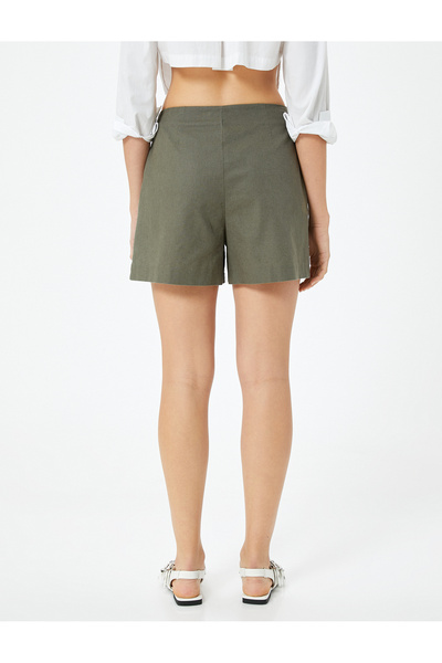 Koton Keten Şort Pileli Cepli
