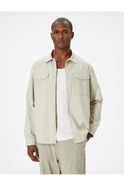 Koton Classic Collar Long Sleeve Shirt - Pocket Detail and Buttons