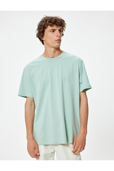 Koton Μπλουζάκι με λαιμόκοψη Basic βαμβακερό κοντό μανίκι