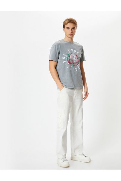 Koton Crew Neck Short Sleeve Skull Printed T-Shirt
