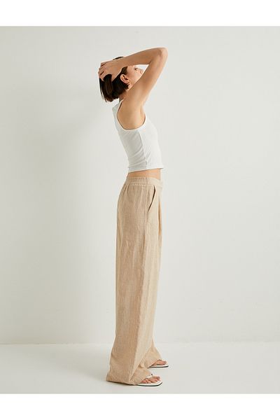 Koton Linen Blended Palazza Trousers - Wide Leg