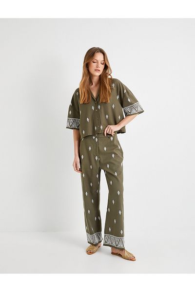 Koton Palazzo-Hose mit ethnischer Stickerei - Normale Taille