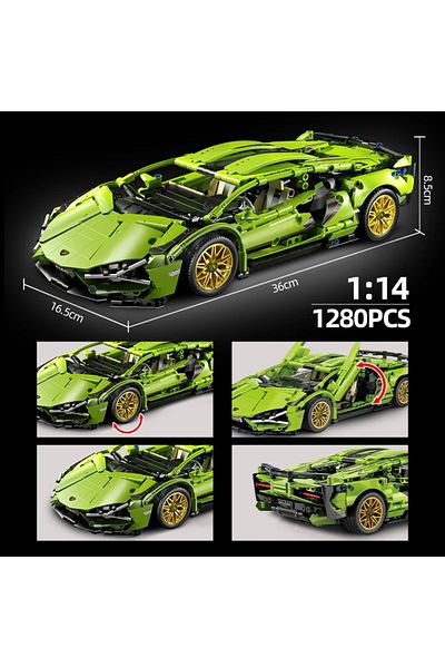 Choice No Original Box Technical Super Speed Green Lamborghinis Sports Car Model Building Blocks Assemble F