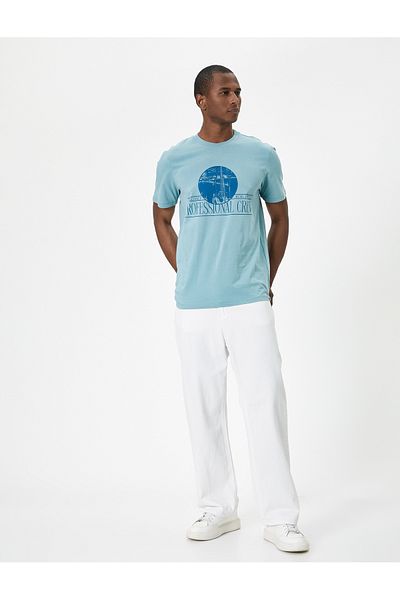 Koton Kurzarm-T-Shirt mit Rundhalsausschnitt und Slogan-Print