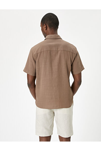 Koton Nyári ing rövid ujjú klasszikus hajtóka gombos pamut normál szabású