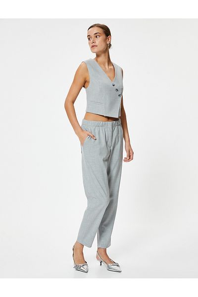 Koton Elastic Waisted Fabric Trousers with Pockets