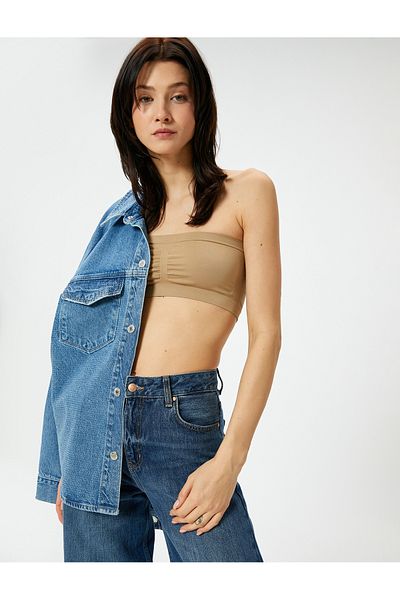 Koton Strapless Super Crop Tank Top Ribbed