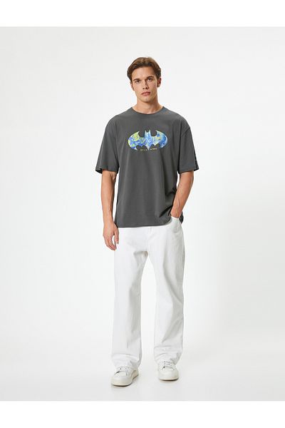 Koton Βαμβακερό μπλουζάκι Oversize με άδεια Batman - κοντό μανίκι, λαιμόκοψη
