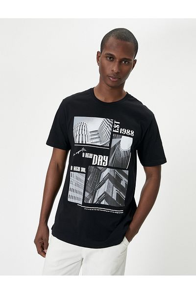Koton Ανδρικό μαύρο μπλουζάκι - Μοντέλο 4sam10292hk