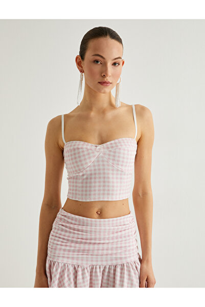 Koton Heart Collar Thin Strap Crop Top