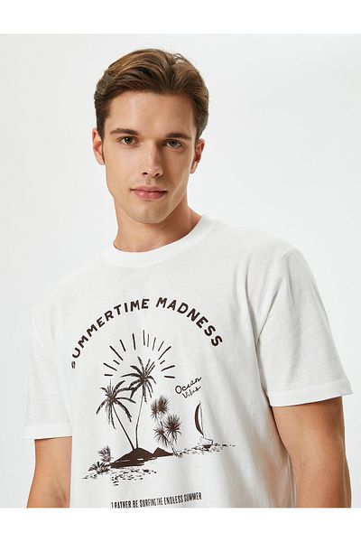 Koton Regular Fit aus Baumwolle – kurzärmliges T-Shirt mit Rundhalsausschnitt und Aufdruck