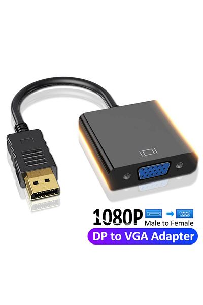 Choice محول من DP إلى VGA من DisplayPort إلى كابل محول من DisplayPort إلى VGA لجهاز العرض Dtv والتلفزيون عالي الدقة والكمبيوتر المحمول