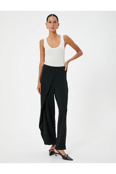 Koton Double Breasted Closure Detailed Trousers Wide Leg Pockets Standard Waist Comfortable Fit