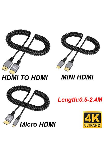 Choice 4K@60HZ 0.5-2.4M Micro mini HDMI-متوافق v2.0 إلى HDMI Minihdmi Microhdmi ملفوف تمديد مرن...