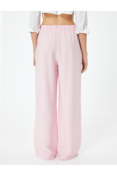 Koton Palazzo Pantolon Yüksek Bel Cepli Viskoz Kumaş