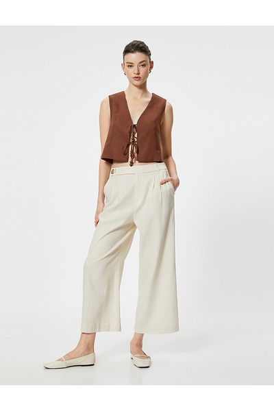 Koton Kurze Leinenhose mit weitem Bein