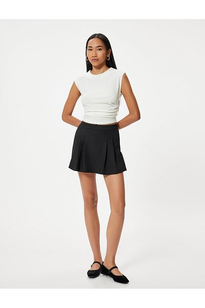 Koton Fustă scurtă mini plisată cu talie standard - Slim Fit