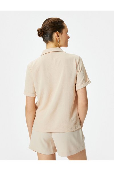Koton Short Sleeve Shirt Buttoned Textured Standard Fit