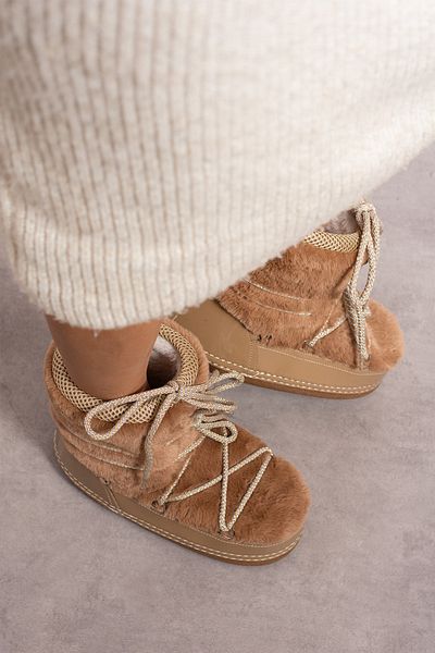 wolk shoes Miel Women's - Moon Feather Snow Boots, Light Brown