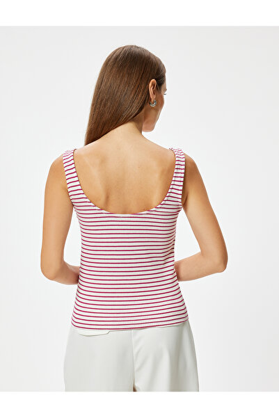 Koton Deep U-Neck Viscose Tank Top - Thick Straps and Ribbed