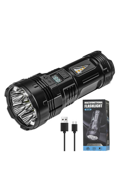 Choice مصباح يدوي قوي مزود بـ 7 مصابيح LED، مصباح تكتيكي فائق مع ضوء جانبي بتقنية COB للتخييم