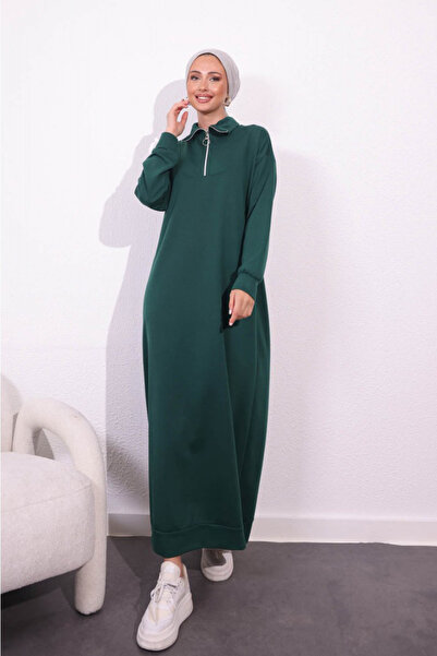 Bold Grup Γυναικείο φόρεμα φόρεμα με πέτο με μισό φερμουάρ από ύφασμα με δύο κλωστές