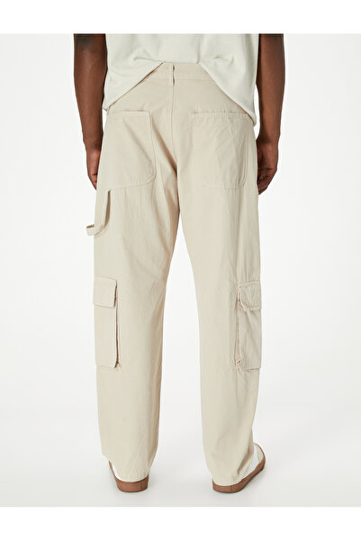 Koton Kargo Cepli Pantolon Düğmeli Bol Paça