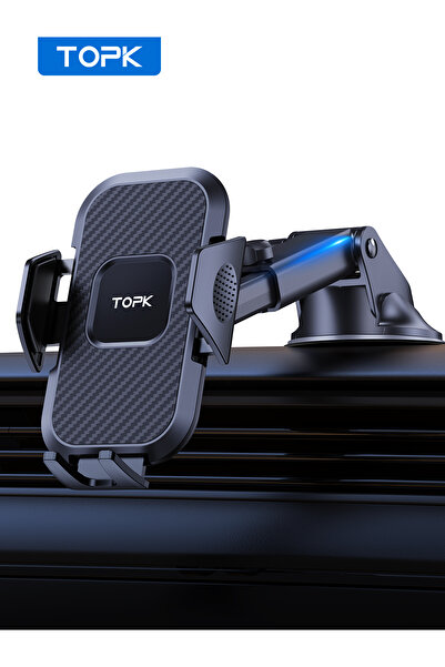 Choice حامل هاتف للسيارة من TOPK باللون الأسود للوحة القيادة والزجاج الأمامي ...