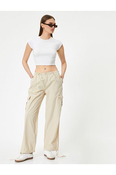 Koton Oversize Cargohose Low Waist Elastischer Bund mit Stoppertasche
