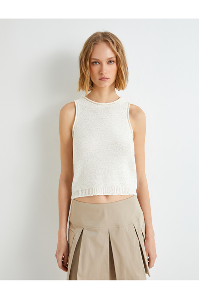 Koton Glitzer-Strick-Unterhemd mit Rundhalsausschnitt