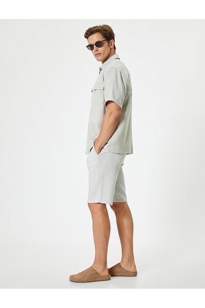 Koton Λινά σορτς BermuDa - Chino TapereD Fit, λεπτομέρεια τσέπης με κουμπιά