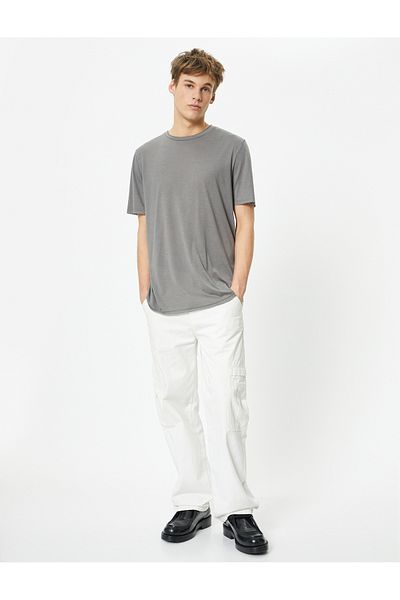 Koton Μπλουζάκι με κοντό μανίκι Viscose Blend Crew Neck