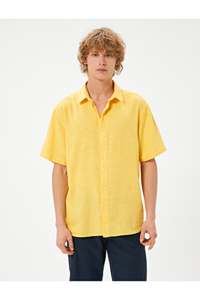 Koton Nyári ing rövid ujjú klasszikus hajtóka gombos pamut normál szabású