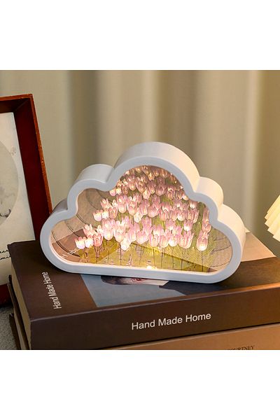 Choice Handmade DIY Tulip Flower Sea Night Atmosphere Lamp Clouds Tulip Lamp LED Night Light Mirror Tabl...