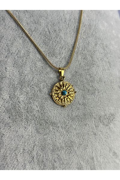 Uzak Işıklar Jewelled Sun Steel Necklace