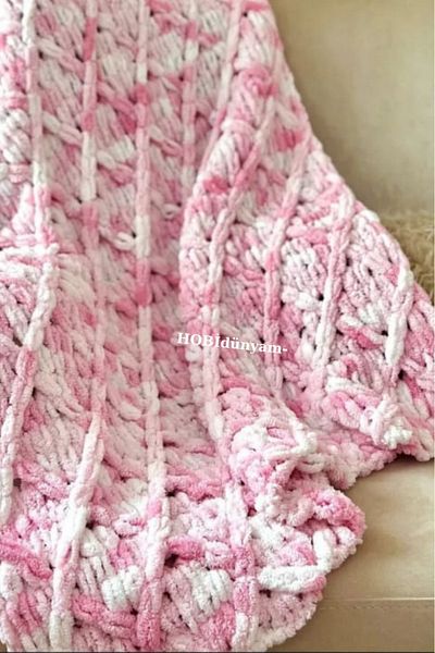 Alize Baklava Pattern Knitted Baby Blanket 90/90