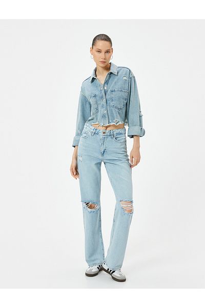 Koton Jeans Mit Zerrissenen Taschen Und Geradem Bein - Eve Straight Jeans