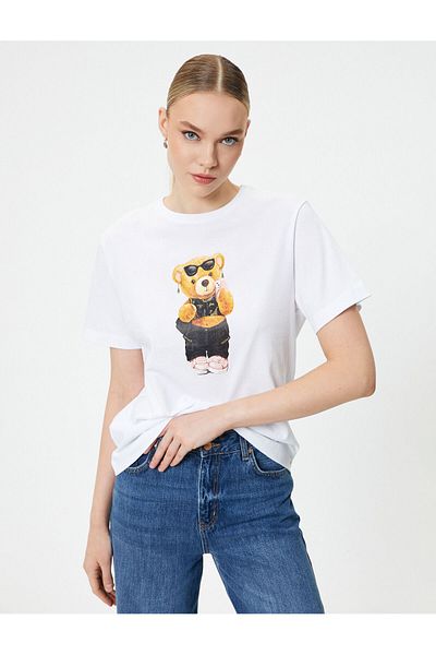 Koton T-Shirt Teddy Bear T-Shirt Crew Crew Krátký rukáv Bavlna