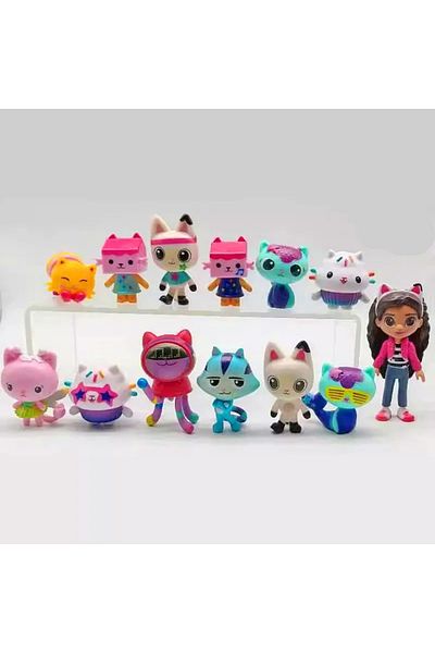 Choice 13pcs/set PVC Gabby Dollhouse Figure Toy Mercat Cartoon Stuffed Animals Smiling Car Cat Hug Gaby ...