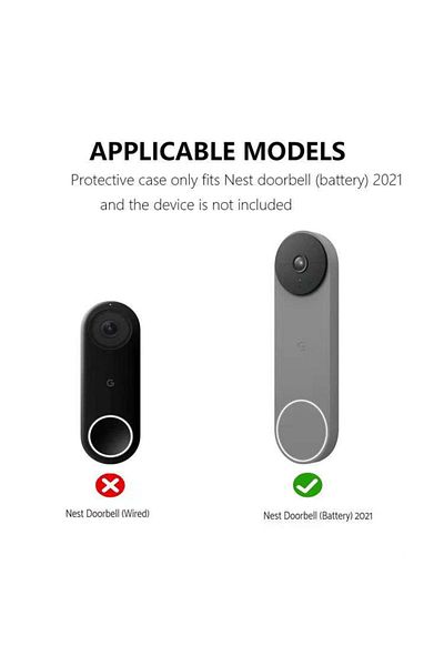 Choice غطاء حماية جرس الباب الأسود مناسب لجرس باب Google Nest (البطارية) 2021 جرس باب Sil