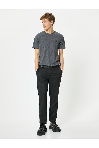 Koton Bedrucktes T-Shirt Slim Fit Rundhals Kurzarm