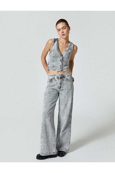 Koton Jeans mit weitem Bein und normaler Taille, Taschen aus Baumwolle - Bianca Jeans