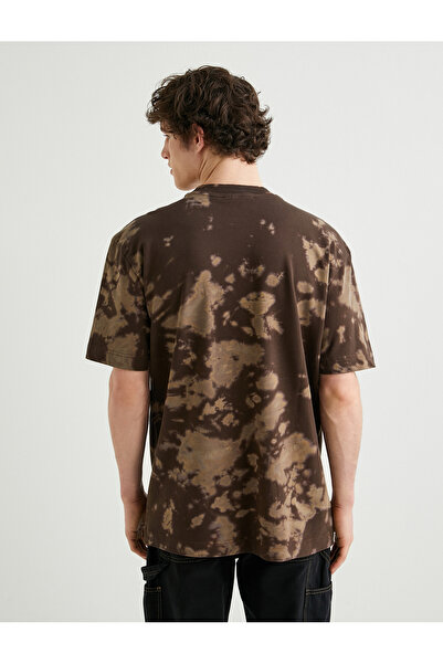 Koton Oversize tričko s abstraktním potištěným výstřihem s krátkým rukávem