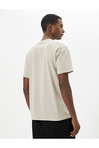 Koton Slogan Printed T-Shirt Slim Fit Crew Neck Short Sleeve Cotton