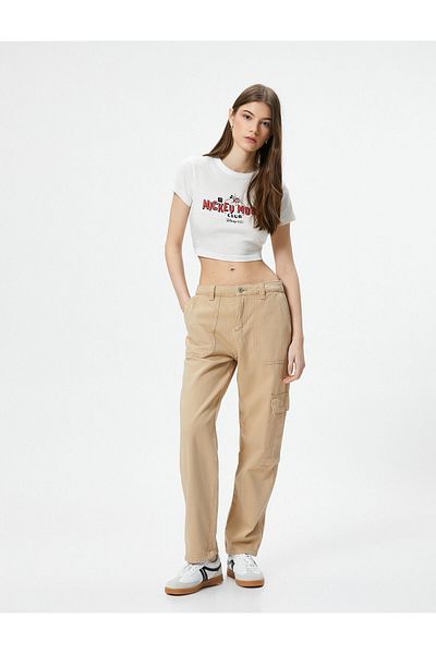 Koton Cargo-Jeans aus Baumwolle – Kurzes, gerades Bein, Tasche, Standardbund – Eve Jean