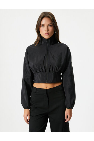 Koton Crop Bomber Jacket Stand Γιακάς με φερμουάρ