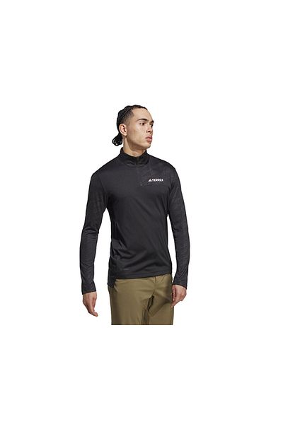 adidas Mt Half Zi Ls Men's Casual T-Shirt Ht9501 Black