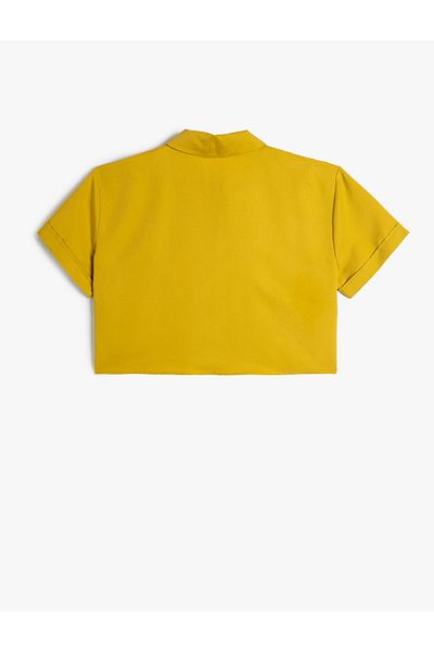 Koton Crop Shirt Short Sleeve Buttoned Modal Blended