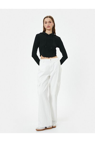 Koton Tricou cu glugă imprimat cu mânecă lungă