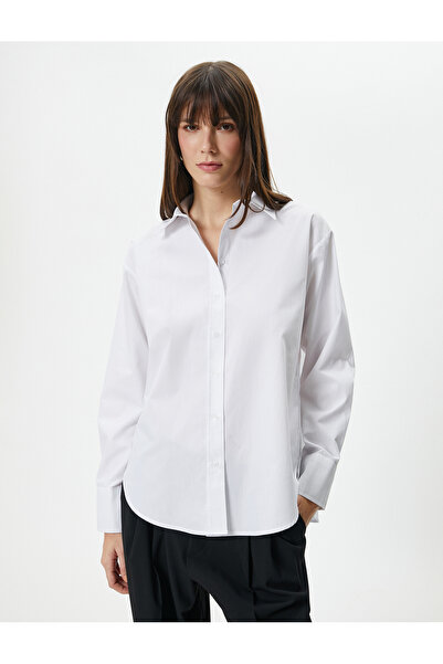 Koton Hosszú ujjú Poplin ing, gombos pamut standard szabású